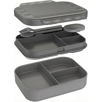 Stackable Bento Lunch Box- Reinforced Leak-Proof Lunch Container 4-Compartment with Utensils
