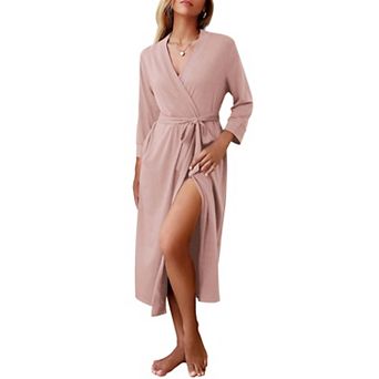 Ekouaer Women Robe Long Knit Bathrobe Lightweight Soft Summer kimono Robes Casual Loungewear