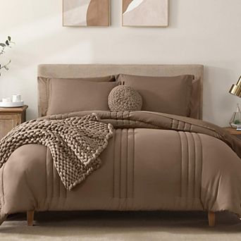 7 pc All Season Striped Comforter Set Bed in a Bag with Sheets & Pillowcases