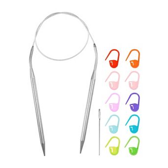 1 Set Stainless Steel Circular Knitting Needles, US Size Round Metal Needles