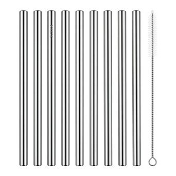 0.2"x11.8" 8 pc Reusable Straws, Stainless Steel Straws with Brush, Drinking Straws
