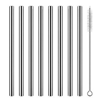 0.2x10.4 inch 8 pc Reusable Straws, Stainless Steel Straws with Brush, Straws for 40oz Tumbler