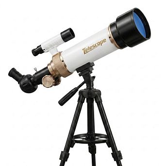 Universalfun 70mm Refractor Telescope for Kids, Tripod, 3 Eyepieces, Phone Adapter, Ages 8+, White
