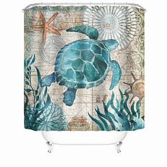 Blue Turtle Shower Curtains for Bathroom Waterproof Decor 72x72 Inch