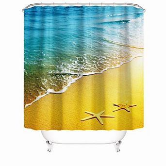 Blue Sea Shower Curtains for Bathroom Waterproof Decor 72x72 Inch
