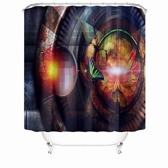 Butterfly And Machine Shower Curtains for Bathroom Waterproof Decor 72x72 Inch
