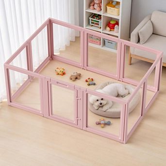 Clear Acrylic Dog Playpen Indoor Outdoor 23.6 Inch Tall Easy Assembly 10 pc Puppy Fence