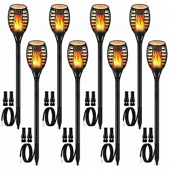 Low Voltage Outdoor Torch Lights Flickering Flame Pathway Lighting Waterproof 8 Pack 12V