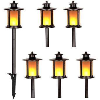 Low Voltage LED Torch Flame Pathway Lights 12V 1800K Waterproof Outdoor Garden 6 Pack