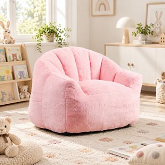 Pink Foam Filled Bean Bag Chair for Adults Comfy Lounge Sofa for Dorm Apartment & Gaming Space