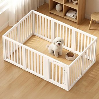 Dog Playpen Indoor and Outdoor 10 Panels Clear Puppy Pen for Dogs Cats Rabbits White 236 Inch Height