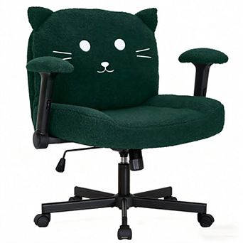 YIORTWO Criss Cross Office Chair with Arms Wide Seat Teddy Fabric Chair