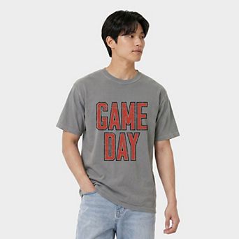 Game Day Outlined Distressed - Men's Garment Dyed Graphic T-Shirt