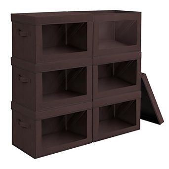 Fabric Storage Bins With Lids Clear Window Handles Closet Organizer