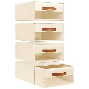 Fabric Closet Organizers With Drawers Stackable Clear Window Storage Bins