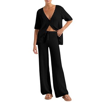 Womens 2 pc Crochet Knit Beach Cover Up Set Lightweight Summer Outfit