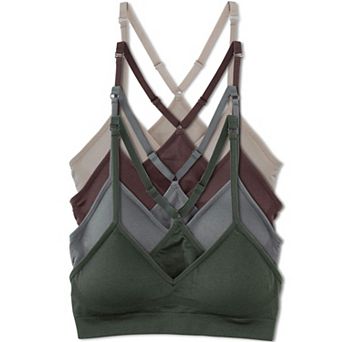 Womens 4-Pack Racerback Seamless Wireless Bralette Low Impact Support