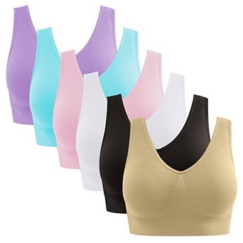 Womens 6-Pack Wireless Seamless Comfort Sports Bra For Yoga Sleep Lounge