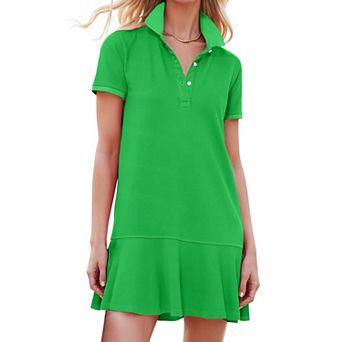 Women's Cotton Blend Polo Mini Dress Casual Golf Tennis Summer Wear