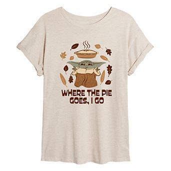 Juniors' Star Wars Mandalorian Grogu Oversized Tee