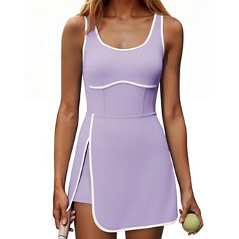 Women's Athletic Tennis Golf Dress Built In Bra Shorts Pockets Sleeveless