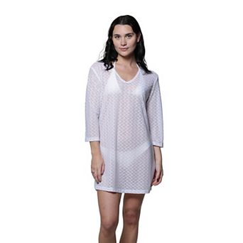 Women's J. Valdi 3/4 Sleeve Swim Cover Up V-Neck Tunic