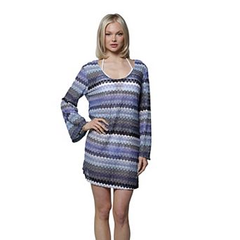 Women's J. Valdi Long Sleeve Scoop Neck Swim Cover Up Tunic