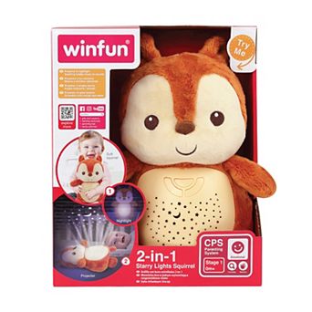 Winfun Starry Lights Squirrel Soft Plush Nightlight & Projector