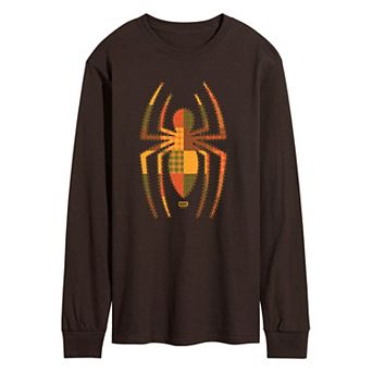 Men's Marvel Spider-Man Patchwork Logo Long Sleeve Graphic Tee