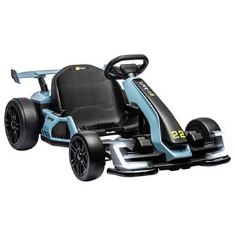 24V Electric Go Kart for Kids Dual Motors, 8.5mph, 4 Speed Modes, LED, Music, 110lbs Max Load