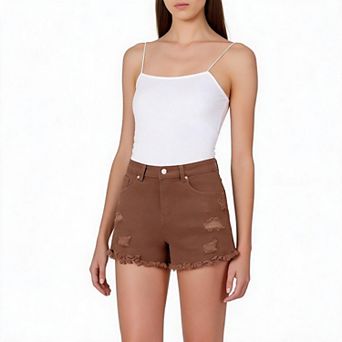 Women Distressed Ripped Denim Shorts Raw Frayed Fringe Hem Casual Jean Shorts