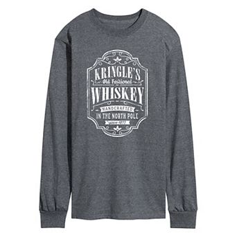 Men's Kringle's Old Fashioned Whiskey Vintage Holiday Long Sleeve Graphic Tee