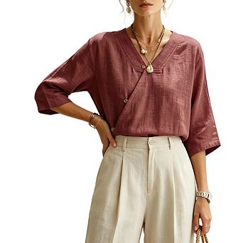 Women’s V Neck Short Sleeve Color T Shirt Summer Casual Trendy Daily Basic Tops