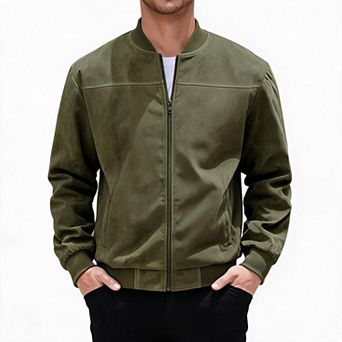 Mens Jacket Bomber Coat Baseball Collar Zip Up Outerwear Loose Fit Casual Outer Layer For Daily Wear