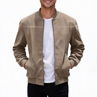 Mens Jacket Bomber Coat Baseball Collar Zip Up Outerwear Loose Fit Casual Outer Layer For Daily Wear