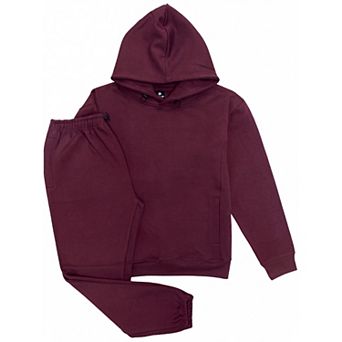 Men’s 2 pc Solid Classic Fleece Pullover Hoodie Set
