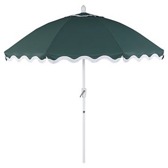 Marina 8 ft. Scalloped Market Patio Umbrella with Auto-Tilt Crank, Wind Vent and UV Protection
