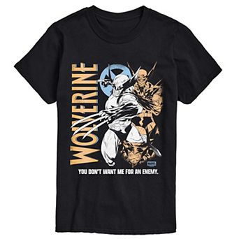 Men's Marvel Wolverine "You Don't Want Me for an Enemy" Vintage Short Sleeve Graphic Tee