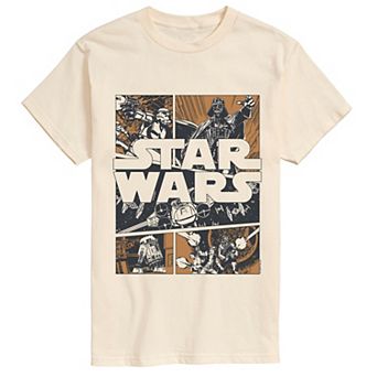 Men's Star Wars Vintage Sepia Comic Panels Short Sleeve Graphic Tee