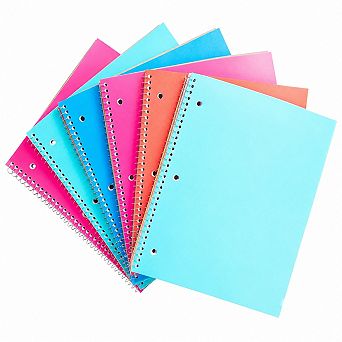 College Ruled Spiral Notebook 6 Pack 100 Sheets 3 Hole Punched For School Office Home