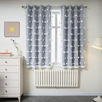 Set of 2 Double Layer Sheer Pom Pom Window Curtains Room Decor Drapes
