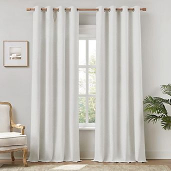 Faux Linen Blackout Curtains Set of 2 Thermal Insulated Luxury Home Decor