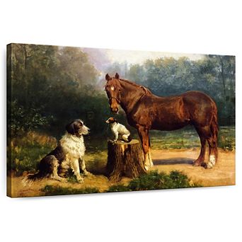 Horse And Two Dogs In A Landscape Wall Art