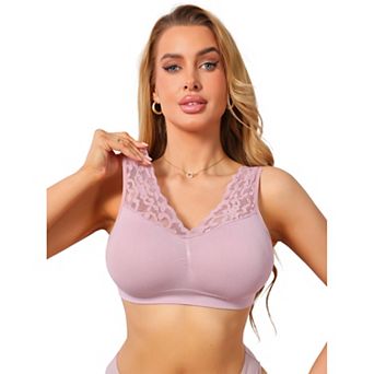 Women's Lace V Back Wireless Bra Full Coverage Push Up Comfort Pullover Tank Bralette