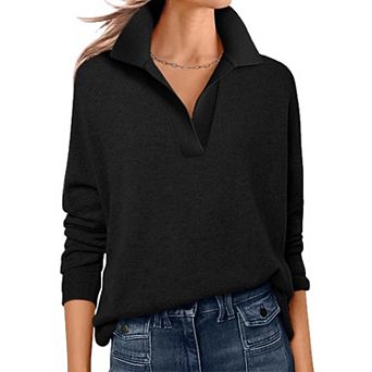 Women's V Neck Long Sleeve Fashion Pullover Sweater Top