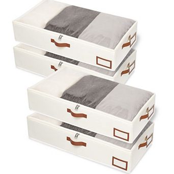Collapsible Under Bed Storage Bags: Oxford Cloth, Clear Window, Sturdy Zippers Multi Purpose
