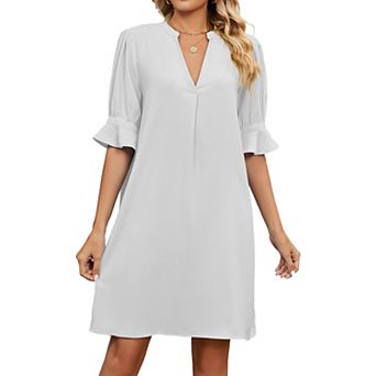 Summer Dresses for Women V Neck Ruffle Sleeve Casual Shift Dress