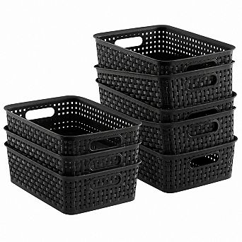 8 Pack Plastic Storage Baskets Small Pantry Organization Household Organizers For Home Use