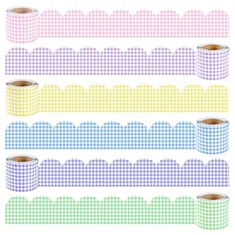 6 Rolls 216ft Colorful Wavy Scalloped Bulletin Board Border Trims Classroom Decor