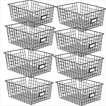 8 Pack Wire Storage Baskets With Removable Tags For Pantry Kitchen Cabinet Closet Organization